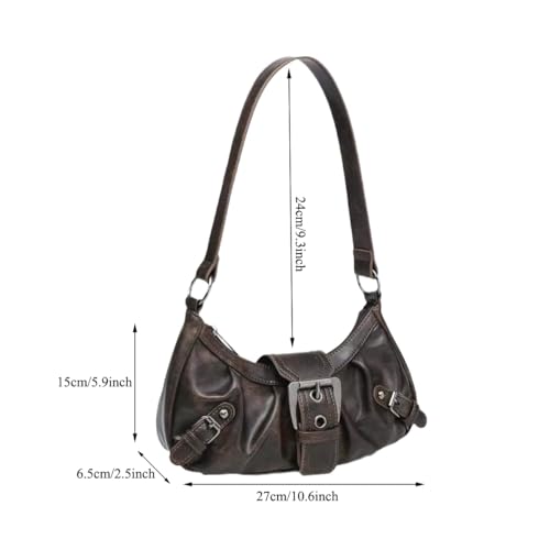 Image of Women's Y2K Purse Shoulder Bag Top Handle Handbag Small Punk Hobo Clutch Purses Bags Trendy Trendy Leather Buckle Punk Purses