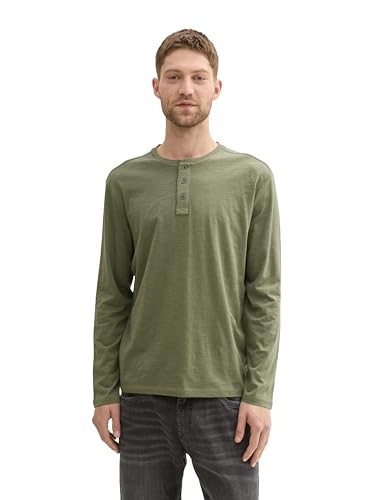 TOM TAILOR Herren 1034356 Henley Langarmshirt, 10314-Oak Leaf Green, XL TOM TAILOR Herren 1034356 Henley Langarmshirt, 10314-Oak Leaf Green, XL