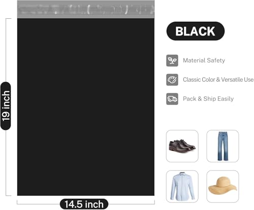 Image of Metronic Poly Mailers 14.5x19 1500 Pack Black, Large Shipping Bags Bulk Mailing Envelopes for Small Business, Mailers Poly Bags for Shipping Self Seal, Mailing Envelope Packaging Bags