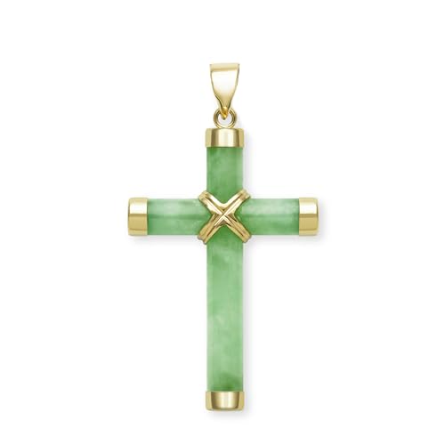 Belacqua Natural Green Jade Cross Pendant Necklace...
