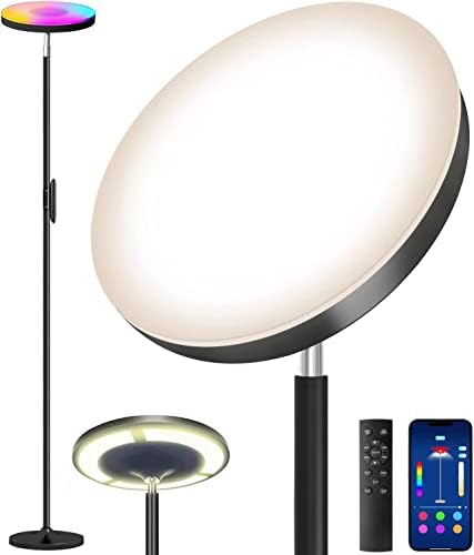 Keepsmile Double Side Lighting LED Floor Lamp with Remote Smart App 36W 2600LM Bright Tall Standing RGB Floor Lamp Angle Multicolor Dimmable Modern Floor Lamps for Living Room Bedroom Office