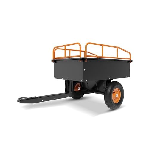 GarveeLife Heavy Duty ATV Trailer Steel Dump Cart, 750 LBS 15 Cubic Feet, Garden Utility with Removable Sides for Riding Lawn Mower Tractor, 750 lbs