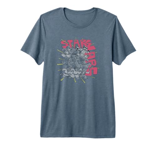 T-shirt Star Wars Classic Cast Running Line Drawn en coton premium pour fan de la saga