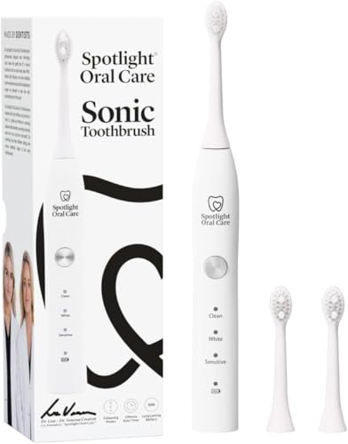 Spotlight Oral Care - White Sonic Electric Toothbrush - Adults and Kids 7+ - Daily Teeth Cleaning - 70-Day Battery Life - Advanced Sonic Technology