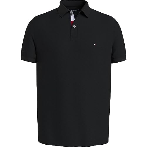 Tommy Hilfiger Herren Poloshirt Kurzarm Regular Fit, Schwarz (Black), XL