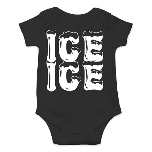 AW Fashions Ice Ice Baby Pop Culture - Rap Funny Baby Bodysuit (6M, Black)