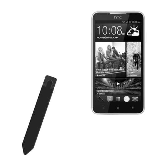 BoxWave Stylus Pouch Compatible with HTC Desire 516 Dual sim - Stylus PortaPouch, Pen Stylii Holder Carrier Portable Self-Adhesive - Jet Black