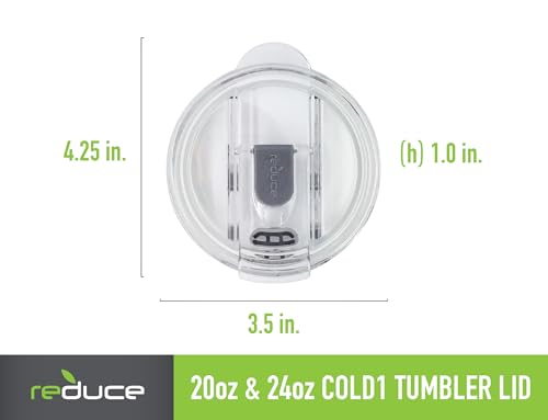 Reduce Tumbler Lid for 16 and 24 oz Drink Tumblers/Mugs - BPA Free, Dishwasher Safe, Impact Resistant - Replace Broken, Damaged or Lost Reduce Cold 1 Lids - Clear