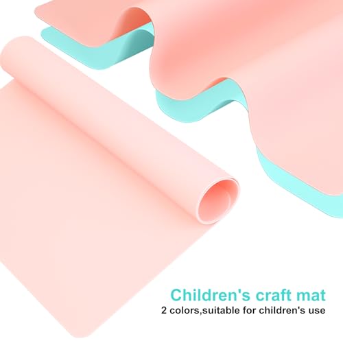 Bastelunterlage Kinder 40x30cm, 2 STK Malunterlage für Kinder, Silikonmatte Bastelmatte, Rutschfestes Silikon Unterlage Tischmatte für Basteln Resin Kinder Malen, Tischset, Platzset, Platzdeckchen