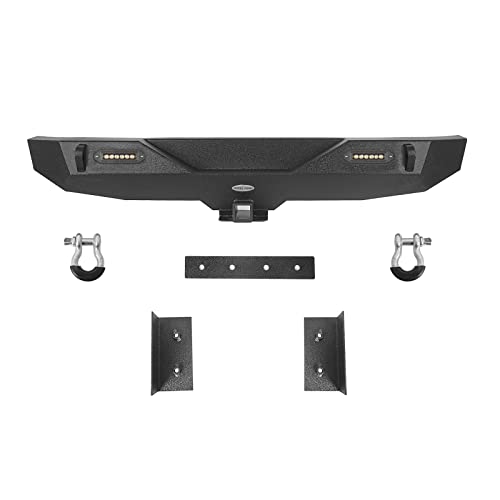 Hooke Road Wrangler Jk Front Bumper + Rear Bumper Combo W/All Led Lights Compatible With Jeep Wrangler Jk & Unlimited 2007-2018 2/4 Doors #TOP7