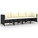 Tidyard Set 4 pz Divani da Giardino Esterno Modulari a 4 Posti in Polyrattan Nero con Cuscini,Divani Modulari,Divani da Giardino Rattan,Divano 4 Posti,Divani Modulari da Esterno