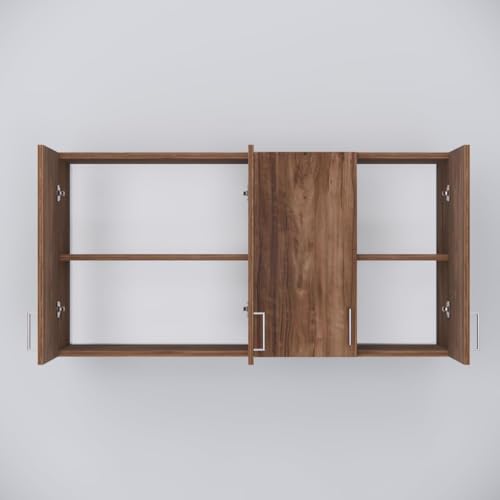 Image of Door Multipurpose Storage Cabinet & Adjustable Shelf | Space Organizer | Termites Resistance | Wall Mounted for Office, Kitchen Finish (Cochwood Brown, Door 4)