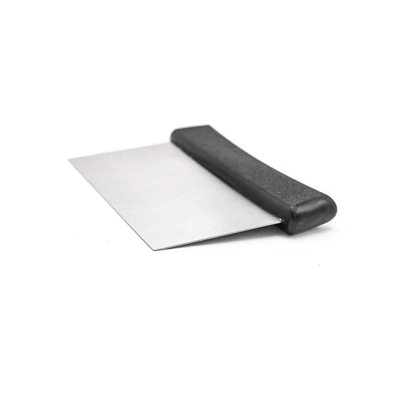 Image of Stainless Steel Bench Scraper 6 Inch Dough Scraper | Dough Cutter Food Scraper Tool Multi-Purpose Kitchen Cooking Pastry Scraper Knife Scale Black Handle