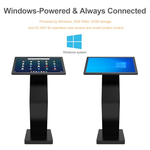 Image of 27 Inch Touch Screen Kiosk, 10pt PCAP Capactive Touch Screen Digital Signage, Windows OS K-Style Indoor Digital Signage, Interactive LCD Display Signage, U-Disk Publish Content, Split Screen