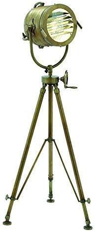 Industrial Designer 78" Aluminum Searchlight Adjustable Tripod Nautical Floor Lamp - Brass Finish