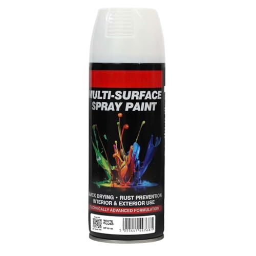 DEKTON Quick-Dry Aerosol Spray Paint, Interior And Exterior Usage – White Gloss Finish for Metal, Wood, and Plastic |Rust Prevention|Ideal for Fixtures Furniture's Components Projects