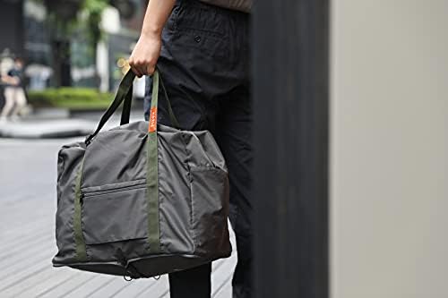 KOELE, Foldable Luggage Duffel Bag for Gym and Travel, Water-Resistant Weekender Overnight Lightweight Large Bags (KHAKI) 8 KOELE, Foldable Luggage Duffel Bag for Gym and Travel, Water-Resistant Weekender Overnight Lightweight Large Bags (KHAKI)