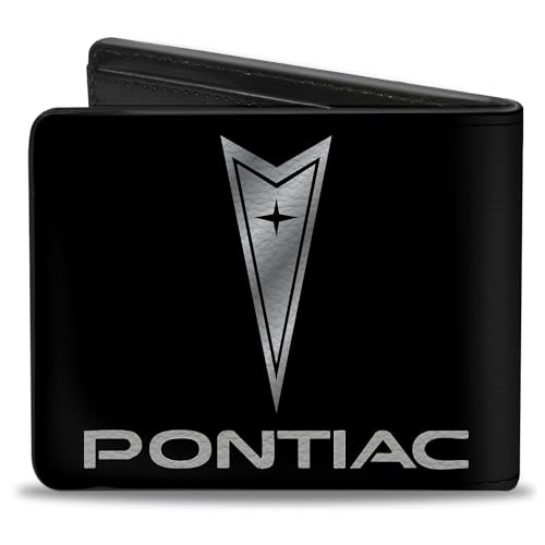 Buckle-Down Men's PU Bifold Wallet-Pontiac Black/Silver Logo Centered, Multicolor, 4.0" x 3.5"2