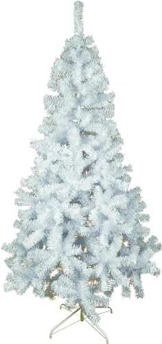 Albero di Natale Effetto Realistico Rami Fissi Apertura ad Ombrello Ignifugo Montaggio Facile (90 cm, Bianco Standard)