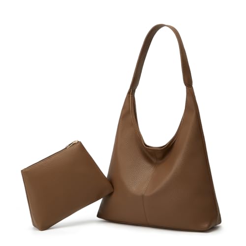 Bolsa de ombro despojada para mulheres, retrô, bolsa de mão de trabalho de couro macio, bolsa feminina com alça superior, grande, outono, inverno, Caqui, Medium