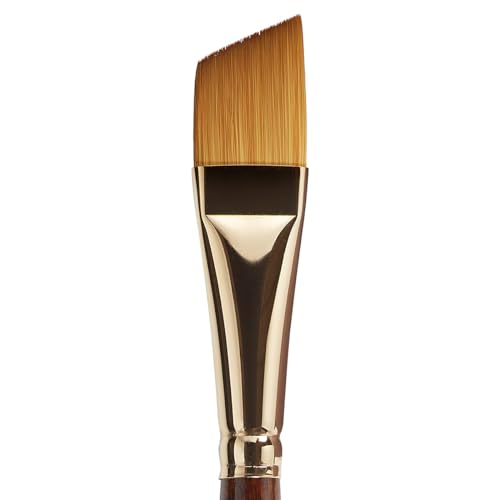 KINGART Premium Finesse 8400-5/8 Angular Shader Series Artist Brush, Synthetic Kolinsky Sable Hair, Short Handle, for Watercolor and Oil Paints, Size 5/8