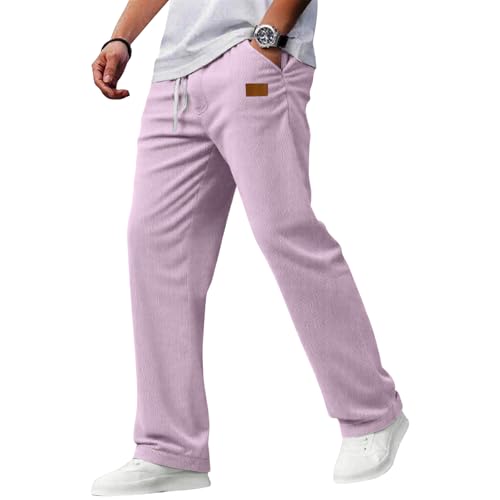 FQZWONG Corduroy Pants Men Fall Baggy Wide Leg Sweatpants Lightweight Casual Loose Athletic Track Trousers with Pockets