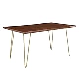 Modway Ardor 60' Live Edge Acacia Wood Rectangular Dining Table in Gold Walnut