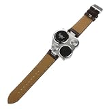 Hoement Orologio Sportivo da Uomo 9145 con Doppio Meccanismo, Cinturino Regolabile in Pu e Lega Robusta, Resistente All'acqua, per Attività Outdoor