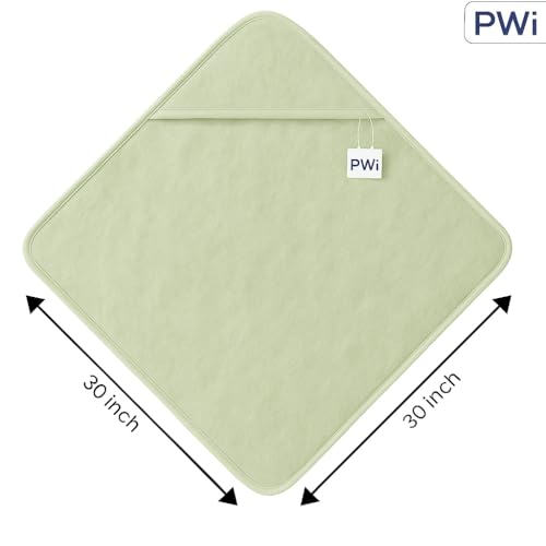 Image of PWI Ultra Soft Baby Wrapper for 0-6 Months | Hooded Blanket | Lightweight & Breathable | Super Cozy Cloudy Fabric | 30x30 Inch (Sage Green)
