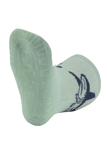 Sterntaler Fli Fli AIR Doppelpack Hai - Jungen Fliesen Flitzer mit Motiven - Stoppersocken Baby mit Innenfrottee im Sohlenbereich - Baby und Kinder Strümpfe mit Anti-Rutsch-Sohle, mintgrün, Größe 20