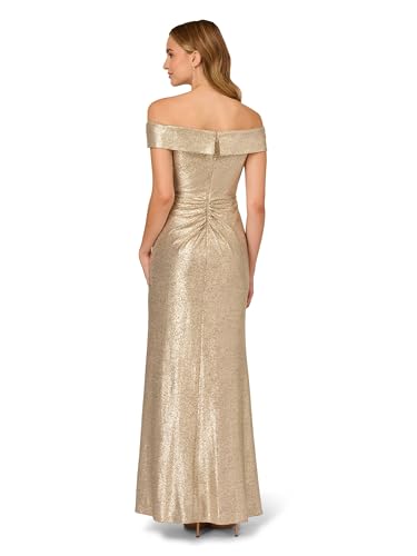 Image of Adrianna Papell Womens Off Shoulder Metallic Gown