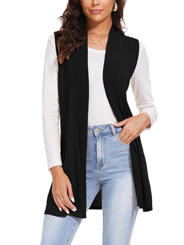 Spicy Sandia Women's Long Knit Cardigan Vest Sleeveless Open Front Casual Sweater Duster3