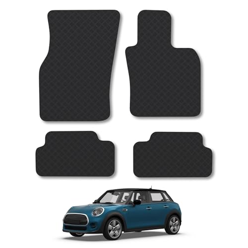 Image of Mini Cooper (2014-2024) [5 Door] [F55] Compatible Rubber Car Mats Accessories Tailored Fit Accessory Full Coverage Heavy-Duty Protection Anti-Slip Floor Mats Durable Full Coverage Protection Clips