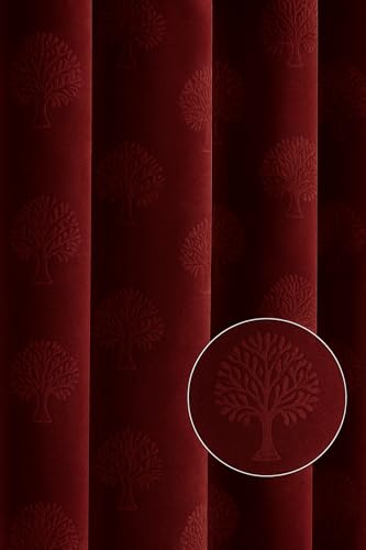 Image of Velvet Long Door Curtains 9 Feet Set of 2 | Solid |Thermal Insulated Parda |Eyelet Ring Curtain for Living Room, Bedroom & Study|Perfect for Home Decor (Maroon, 9 Feet)