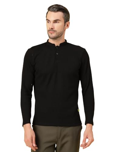 Image of Rigo Printed Casual T-Shirts for Men | Waffle Knit Solid T-Shirt for Men | Full Sleeves T-Shirts for Men