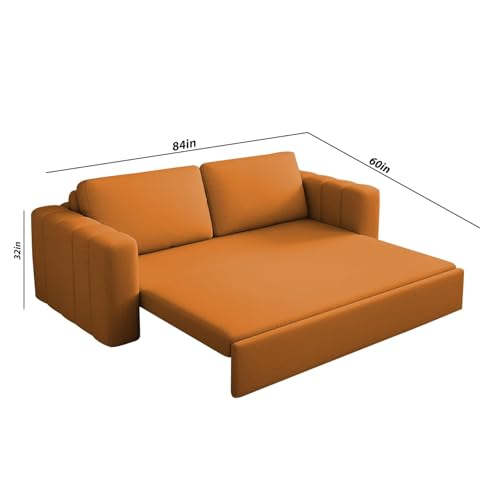 Image of Cisco 3 Seater Sofa Cum Bed for Home & Living Room (Orange) | Modern Premium Fabric Sofa Set | Foldable Convertible Sofa Bed | Furniture for Home, Office, Guest Room & Bedroom