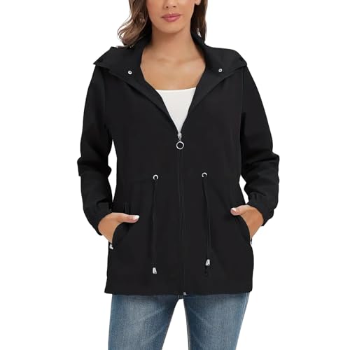 Gabardina impermeable de mujer con capucha ajustable para senderismo
