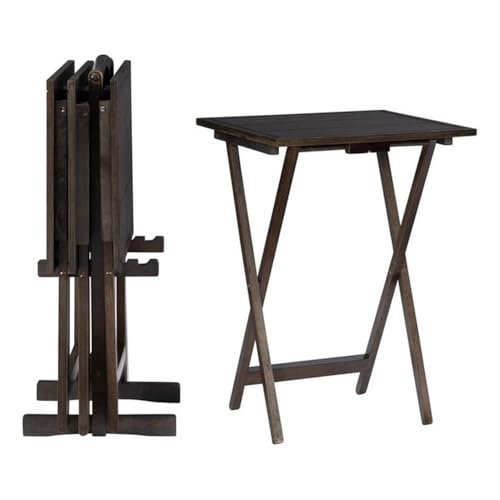 Linon Lisbon Five Piece Wood Tray Table Set in Gray