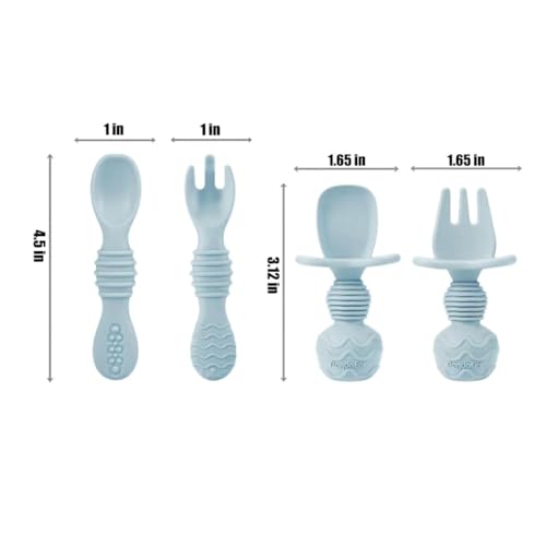 PandaEar Silicone Baby Feeding Set | 9PCS Baby Led Weaning Supplies Self Feeding Utensils | Divided Suction Plate Bowl Bibs Sippy Cup with Baby Snack Container Spoons Forks (Blue) by PandaEar - Image 7