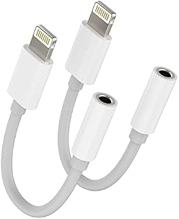 Headphone Adapter, 2 Pack [Apple MFi Certified] Lightning to 3.5mm Headphone/Earphone Jack Aux Audio Adapter Converter Dongle Compatible for iPhone 14 13 12 11 XS XR X 8 7 iPad, Support All iOS