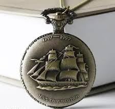 ASBK Collection of Vintage Pocket Watch Pendant with Chain, Green Gemstone, Stainless Steel, 30 cm Chain, Mutli Design Best Collection (Ship Watch)