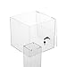 Acrylic Suggestion Box, Clear Large Floor Standing Tithing Box with Lock&2 Keys, Donation Ballot Collection Safe Holder for Election Voting Contest, 12X12X34.2Inches