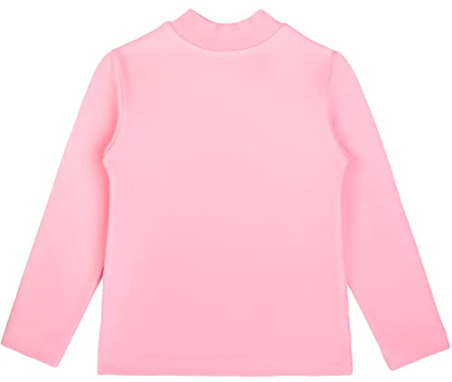 Image of Lilax Girls' Basic Long Sleeve Mock Turtleneck Cotton T-Shirt