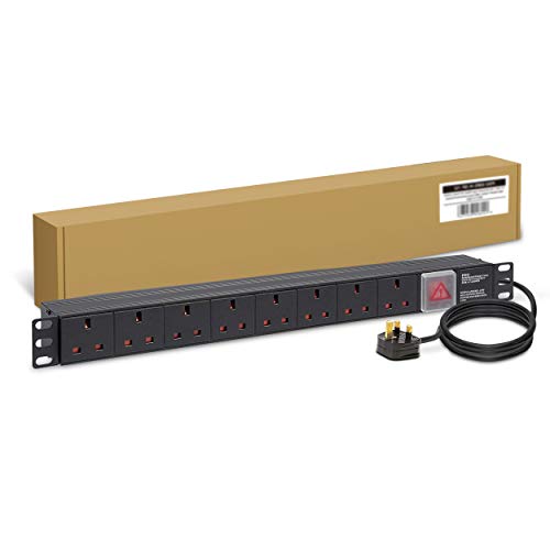 LMS Data 8 Way 13a Switched PDU For Server Cabinets And Data Centers Multi Plug Power Strip. Plug Rackmount and Surge Protector, 2M Cable. Vertical Placement in Data or Server Enclosures