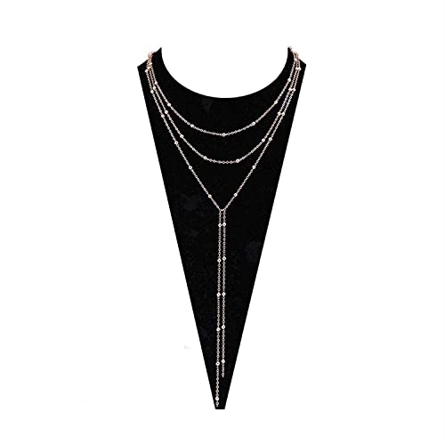 Moloch Layer Choker Long Chain Tassel Pendant Necklace For Women Girls Handmade Bead Station Y Necklace Charm Chain Jewelry Necklace (Rose Gold) #TOP18