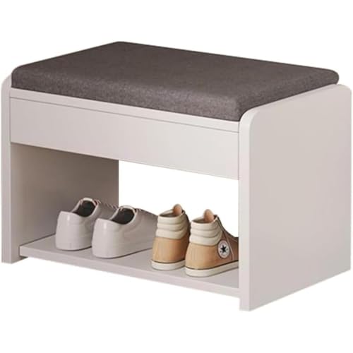 シューズラック 玄関ベンチ式靴収納 ベンチ 靴棚 幅 玄関靴交換スツール クッション付き 玄関収納 靴箱 靴交換ベンチ 靴入れ 耐荷重 簡単組み立て 省スペース (一階幅40cm,ホワイト)