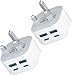 USB C Plug,2Pack 40W Fast Charger Plug 4-Port Multi USB Plug UK Charging Compatible with iPhone16/16 Pro 15 14 13 12 Pro Max Plus iPad,Multiport Wall Power Type C Mains Head