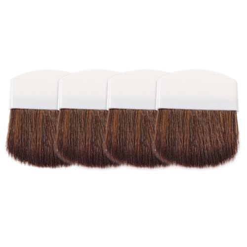 NUOBESTY Brochas de Maquillaje Planas para Polvos y Rubor Set de 4 Piezas Mini Mango Blanco y Cerdas Marrones Brochas Pequeñas para Maquillaje Facial Ideales para Uso Diario y Retoques