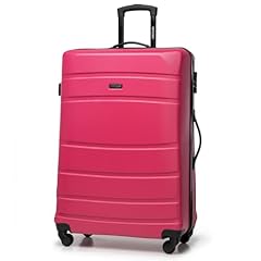 WITTCHEN Globe Line Großer Koffer Trolley Reisekoffer aus ABS Hartschale 4 Rollen Zahlenschloss | Größe L | Rosa Lufthansa/Eurowings/Ryanair/Condor/Discover Airlines