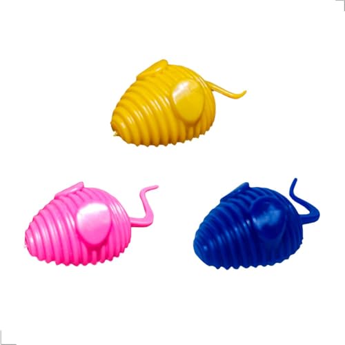 Brinquedo Ratinho Mordedor para Gatos, Kit com 3 Unidades, 7 x 3 cm, Cores Sortidas